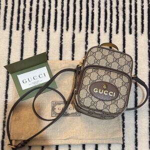 Gucci Monogram Beige and Dark Brown Shoulder Bag